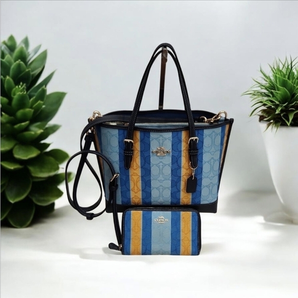 Coach Handbags - 💙🔹️Coach🔹 Mollie Tote 25 Signature Jacquard With Stripes And Matching Wallet